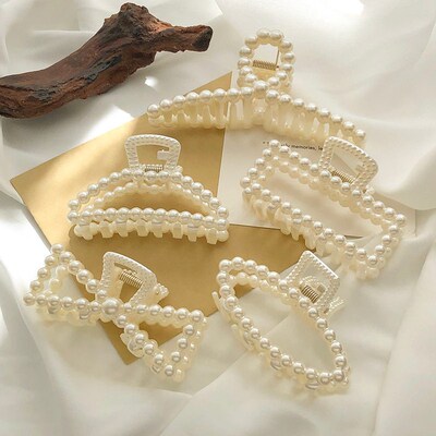 Korean Imitation Pearl Hairpins Geometric Hair Claws Bath La