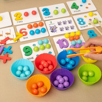 Clip Beads Sorting Bowls Toy Children Logic Concentration Fi