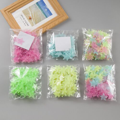 50pcs 3D Stars Glow In The Dark Wall Stickers Luminous Fluor