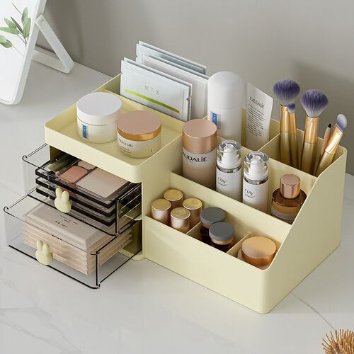 Desktop storage box, multi compartment cosmetic storage box