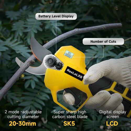 30mm Brushless Electric Pruning Shears 2 Gears Cordless Elec