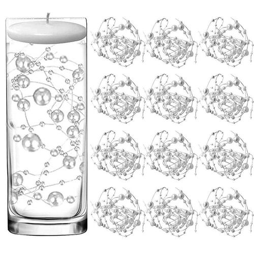 12 PCS Pearl String for Floating Candle Highlight Faux Pearl