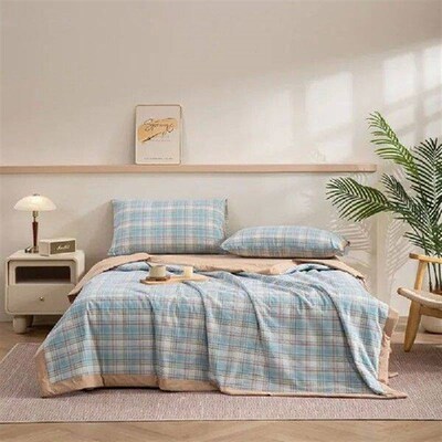 2025 cotton yarn-dyed washed cotton plaid summer quilt