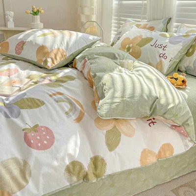 Cotton Four-piece Set Ins Flower Quilt Cover Cotton Bed Shee