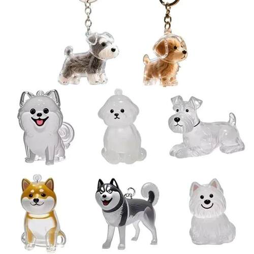 Dog Cat Hair Keychain Fur Container To Fill with Key Ring Ac