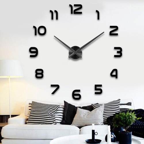 Fashion 3D big size wall clock mirror sticker DIY brief livi