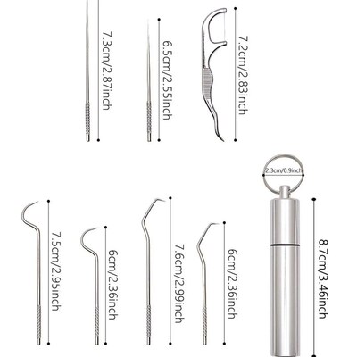 1set-Stainless Steel Toothpick Set Tooth Flossing Reusable T