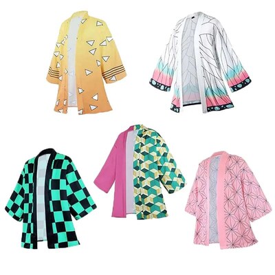Kostum Cosplay Demon Slayer Kimono Shinobu, kemeja musim pan