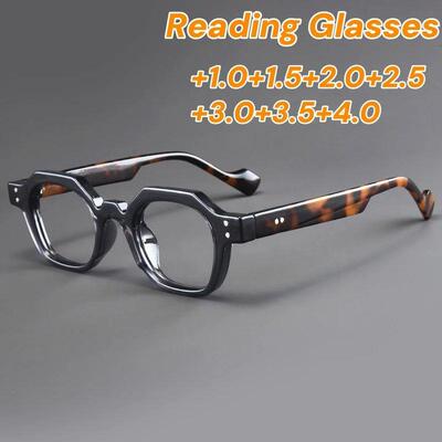 New Fashion Polygon Frame Reading Glaasses Retro Mens High