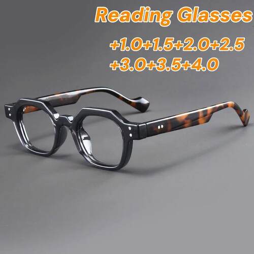 New Fashion Polygon Frame Reading Glaasses Retro Mens High