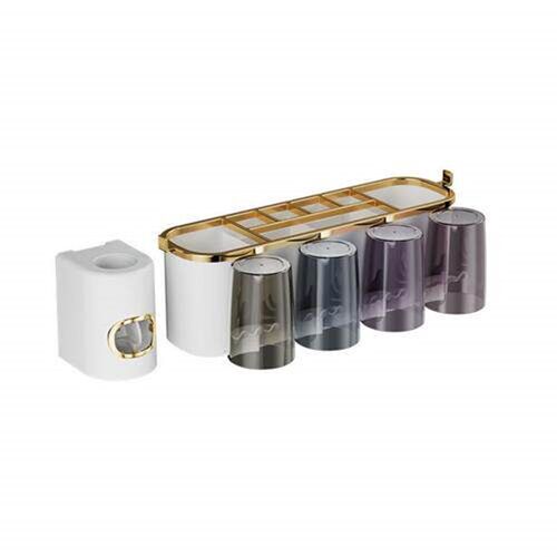 Toothbrush shelves free of perforated toothpaste cups, wall-