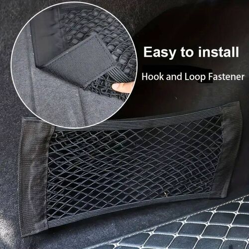 1pc Universal Car Storage Bag Double Mesh Trunk Storage Net,