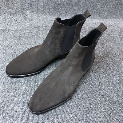 Chelsea Mens Boots Elastic Midcalf Suede Boots 4009 Imitatio