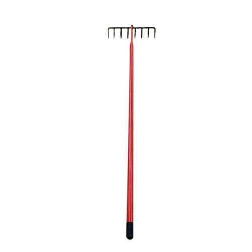 Red Handle 8Teeth 15M Long Handle Forged Rake Metal Rake for