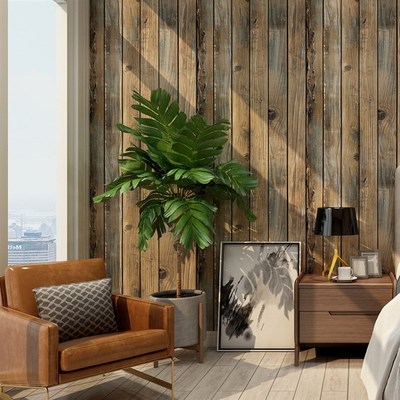 Retro Faux Wood Grain Peel And Stick Wallpaper Self-adhesive