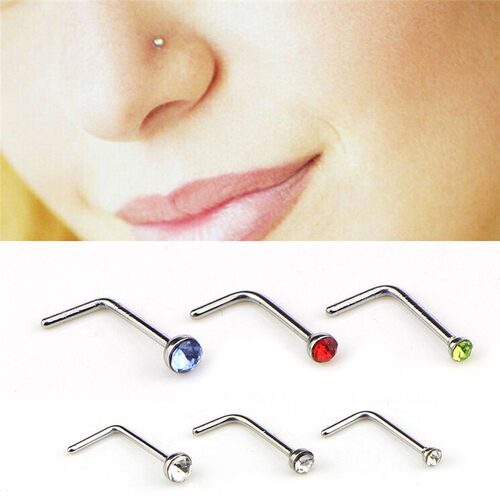 spring 假无洞鼻环夹贴鼻钉小钻 超闪 nose Rings Studs tongue