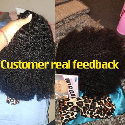 Afro Kinky Curly Headband Wigs 180% Density Human Hair Wig G