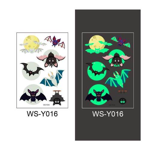 1pc Halloween Tattoo Stickers Luminous Temporary Waterproof