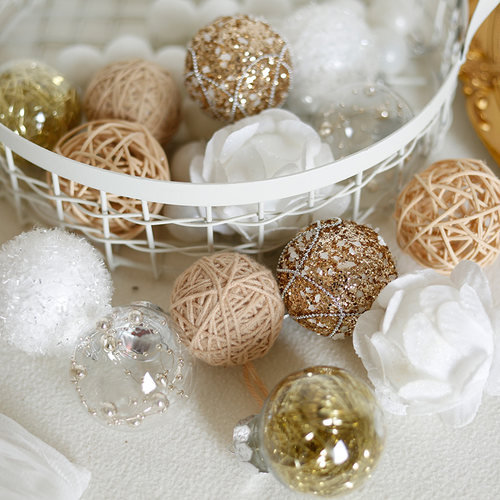 cm手工球装耶诞节耶诞树装饰挂球挂件金色球diy材料包餐配件