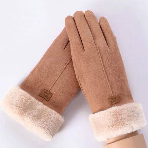 Women Winter Gloves Warm Screen Womens Fur Gloves Full Fing