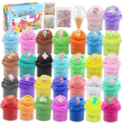 2Pack 70-180ml Cloud Slime Kit Peach Slime Charm Scented DIY