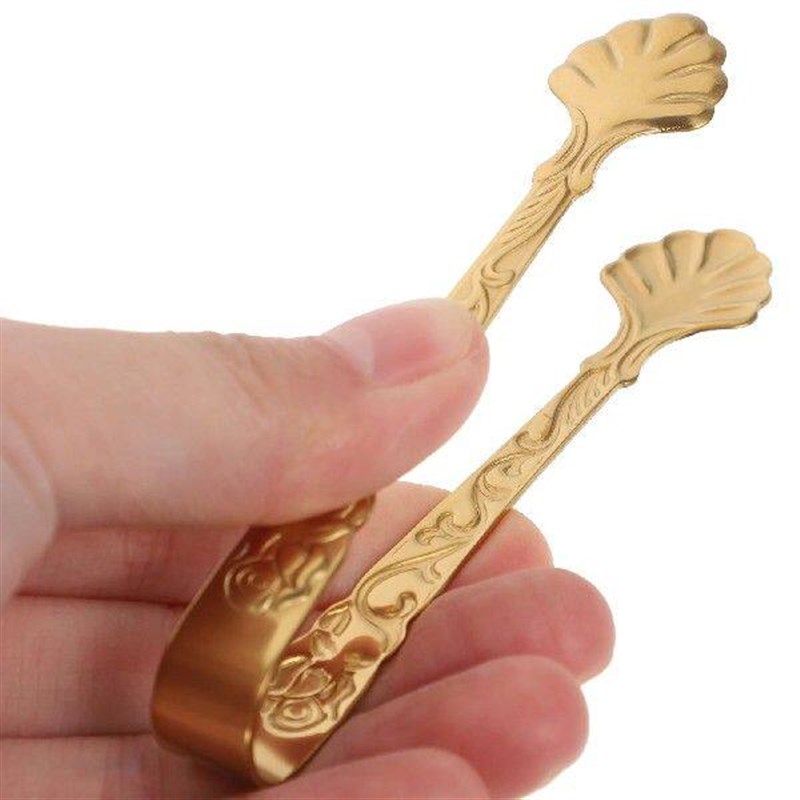 2 Pcs Food Clip Buffet Tongs Stainless Steel Reusable Cube图片