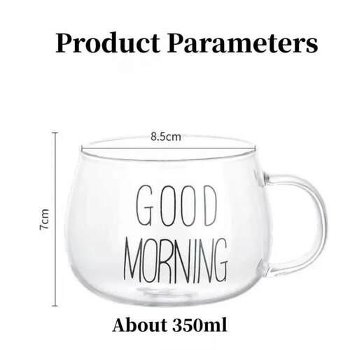1pc Creative Glass Coffee Tea Cup 350ml Letter Printed Mug D