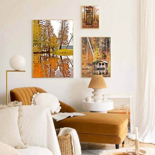 Autumn Decoration Canvas Poster Yellow Leaves Fall View Wall