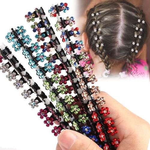 6Pcs Mini Hair Clips No-Slip Clips Rhinestone Hair Clips Met
