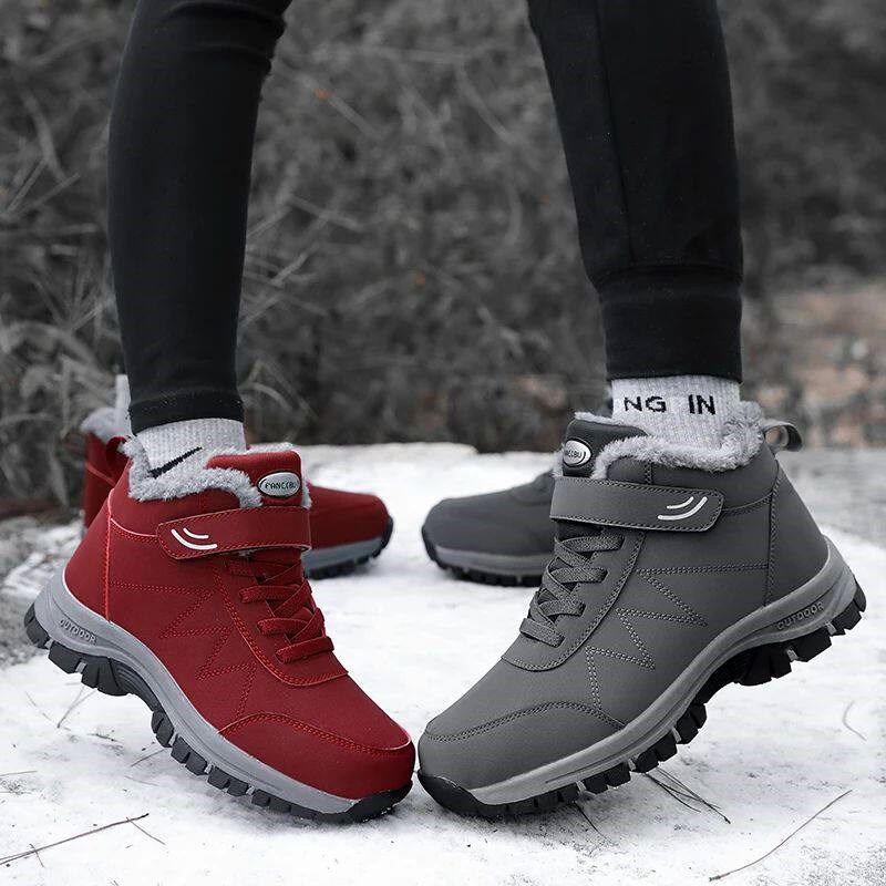 Winter Women Men Boots Waterproof Leather Sneakes Man Plush图片