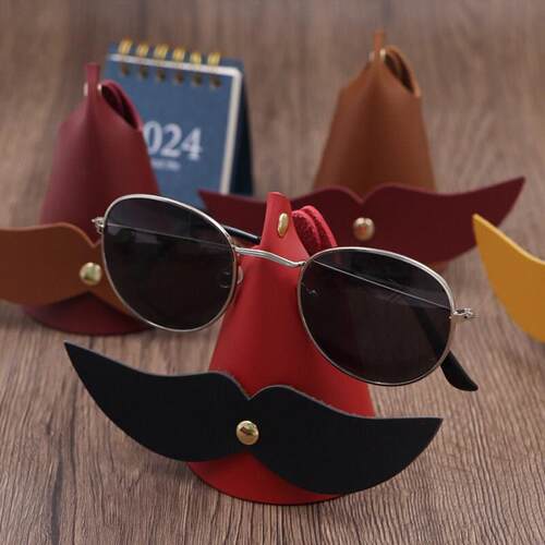 Office gift leather eyeglass frame home desktop bearded