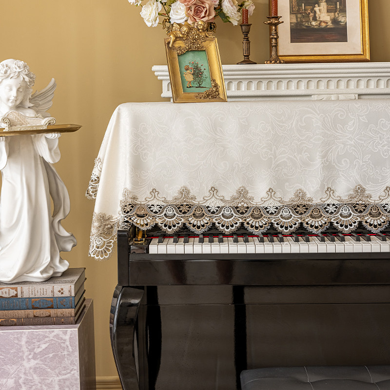蕾丝钢琴罩半罩欧式钢琴巾盖巾刺绣布艺电钢琴防尘桌布全罩盖布