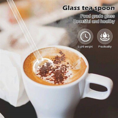 6 PCS Dessert Spoon Glass Flatware Sugar Coffee Stirring