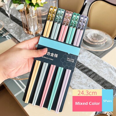 5Pairs Chopsticks for Non-Slip Food Sticks Chop Sticks Reusa