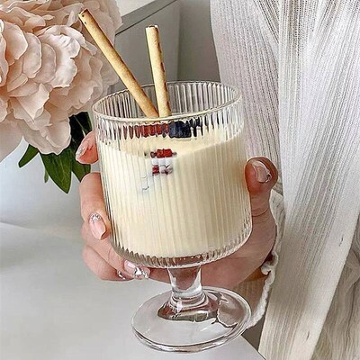 280ml Creative Striped Glass Ball High Feet Glas Wine Glasse