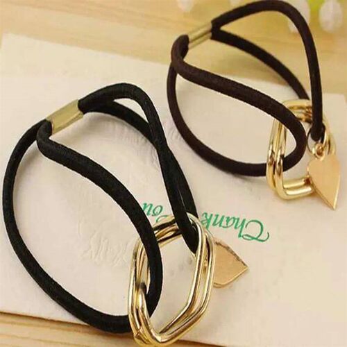 New Geometric head rope handmade hair ring alloy pendant Hai