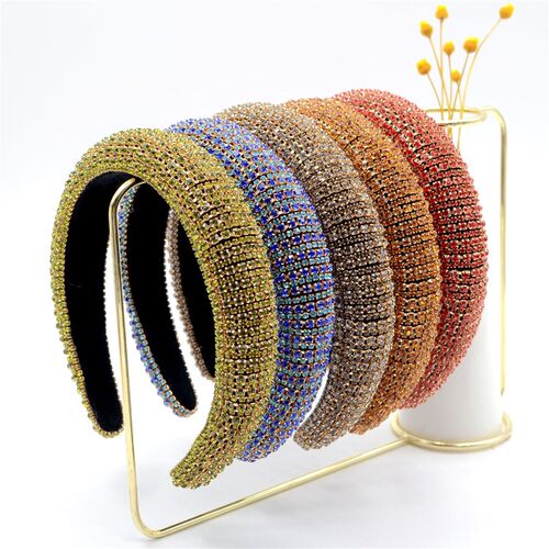 Luxury Sparkly Full Crystal Pearl Baroque Hairband Padded Rh