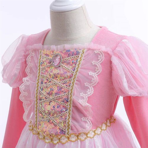 Girl Rapunzel Costume Tangled Long Sleeve Princess Dress Chi
