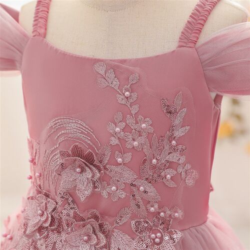 New Princess Girls Dress 2023 Summer Lace Bridesmaid Party D