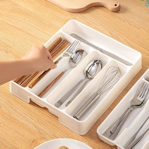 4/5 Compartments Cutlery Organizer Daily Drawer Divider Tray