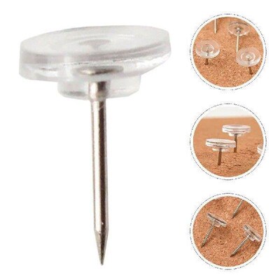 100 Pcs Cork Board Thumbtacks Map Clear Decorate for Wall