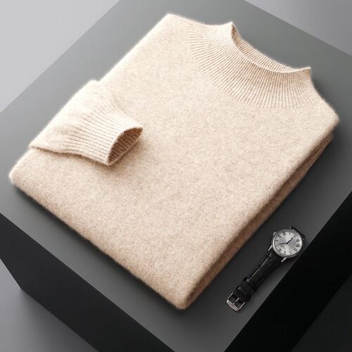 First-line Ready-made Half-turtleneck Woolen Sweater For Men