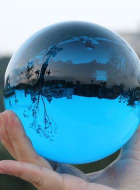 湖蓝色水晶球办公室学生书桌家具玻璃高考家具摆放玄关隔断摆件