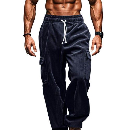 Corduroy mens workwear, multi pocket straight leg pants,