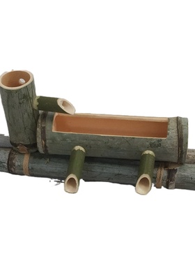 竹筒流水器鱼缸石槽竹子流水摆件喷楠竹制景观装饰品水循环