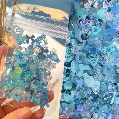 100/200pcs 3D Mixed Nail Decorations Kawaii Heart Flower Bea