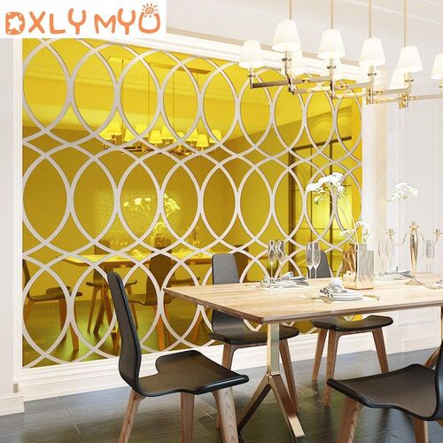 3D Large Wall Sticker Geometry Pattern Acrylic Mirror Wall