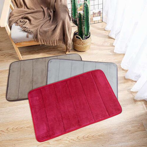 Coral velvet solid color striped carpet mat absorbent mat to