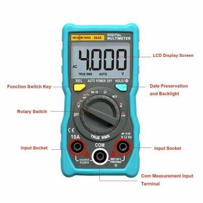 RICHMETERS 404A Digital Multimeter Auto-Ranging Ammeter True