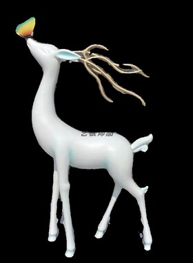 招财梅花鹿雕塑售楼处商场酒店大堂室内艺术装饰大型落地动物摆件